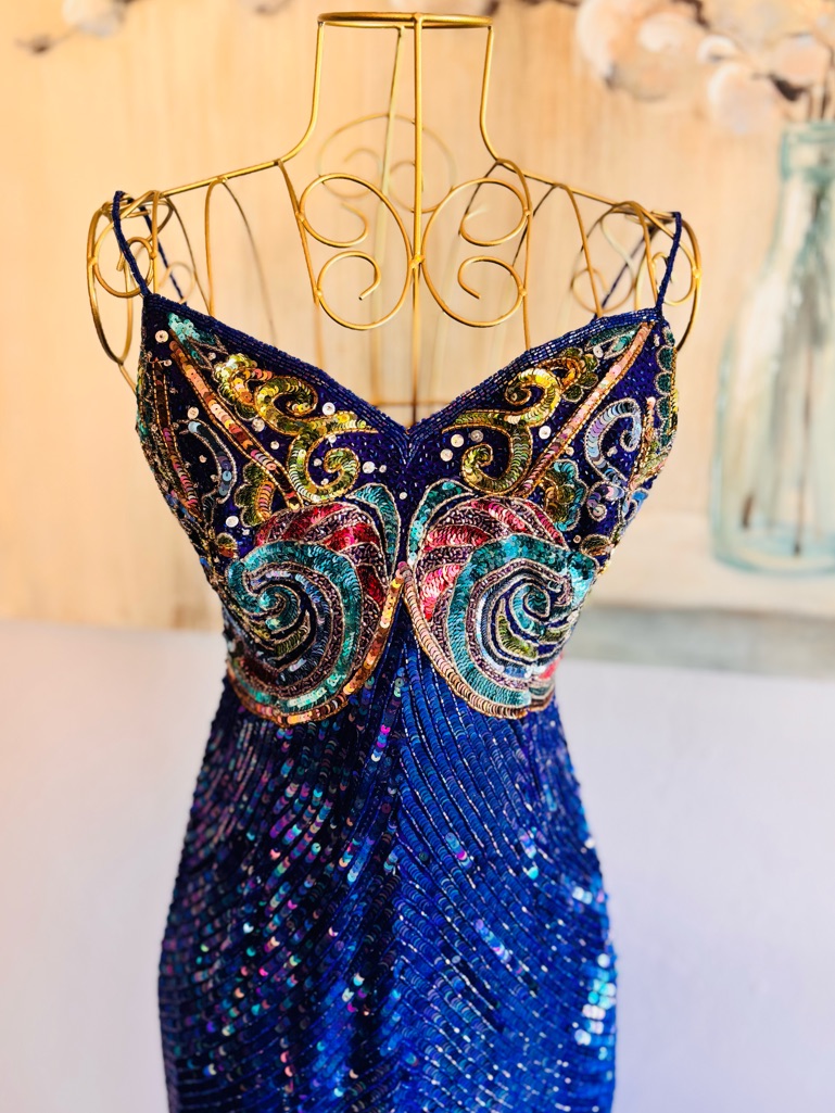 Vintage Naeem Khan Riazee Nights Silk Beaded Sequin Gown + Bolero